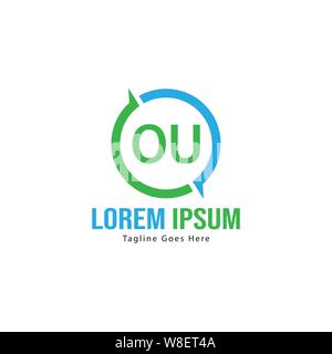 Initial OU logo template with modern frame. Minimalist OU letter logo vector illustration design Stock Vector