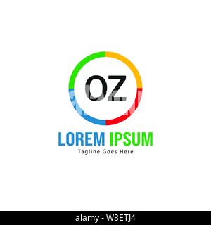 Initial OZ logo template with modern frame. Minimalist OZ letter logo vector illustration design Stock Vector