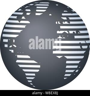Vector illustration. Stripped restricted world map image in gray tones. Stock Vector