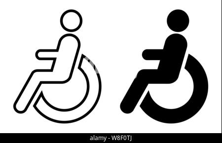 A set of black and white Disabled wheelchair icons Stock Vector