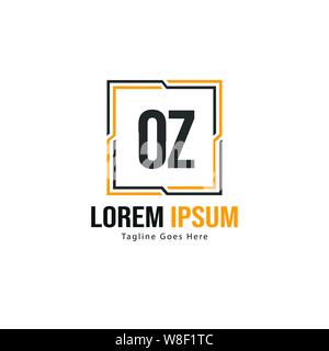 Initial OZ logo template with modern frame. Minimalist OZ letter logo vector illustration design Stock Vector