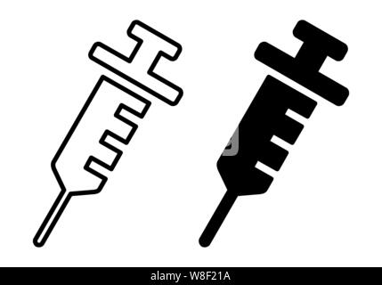 A set of black and white Syringe icons Stock Vector