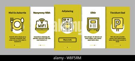 Collection Hostel Elements Vector Onboarding Stock Vector