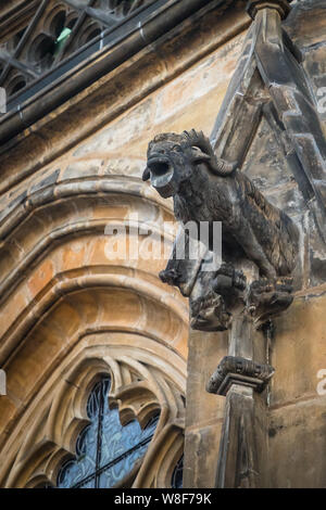 One of gargoyles of St. Vitus cathedral in Prague Stock Photo