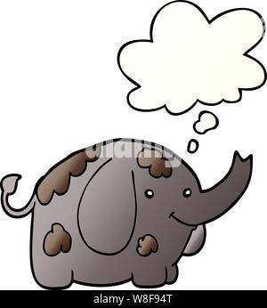 cartoon elephant with thought bubble in smooth gradient style Stock Vector