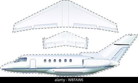 A private jet model made to look like a Styrofoam airplane you can assemble Stock Vector