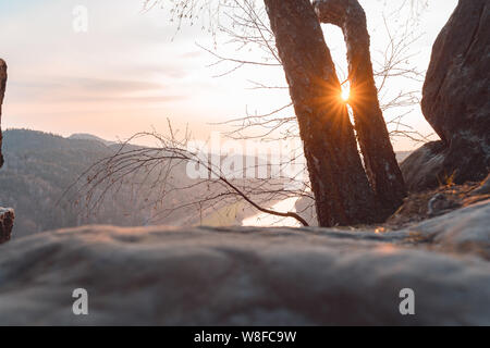 great view bastei in Saxonia Germany travel. Stock Photo