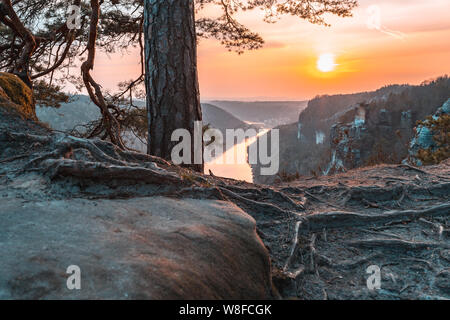 great view bastei in Saxonia Germany travel. Stock Photo