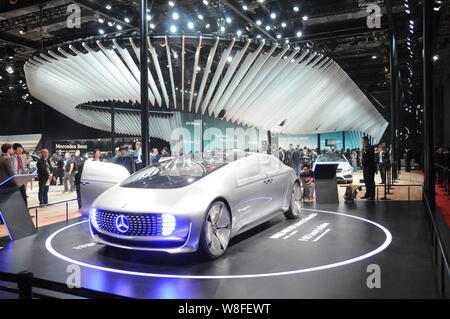 An F 015 Luxury in Motion concept car of Mercedes-Benz is on display during the 16th Shanghai International Automobile Industry Exhibition, also known Stock Photo