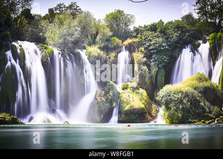 Long exposure shot in Krka waterfalls Stock Photo