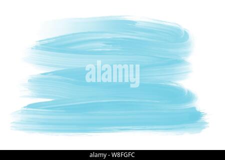 blue hand drawn oil paint irregular brush stroke stain pattern on white background Stock Photo