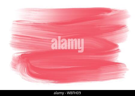 red hand drawn oil paint irregular brush stroke stain pattern on white background Stock Photo
