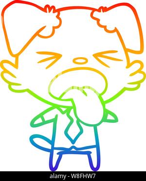 rainbow gradient line drawing of a cartoon disgusted dog Stock Vector