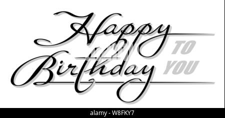 Underscore handwritten text Happy Birthday with shadow. Hand drawn calligraphy lettering with copy space Stock Vector