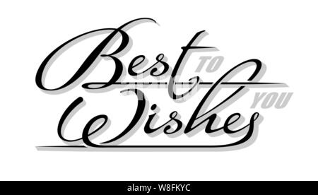 Underscore handwritten text Best Wishes with shadow. Hand drawn calligraphy lettering with copy space Stock Vector