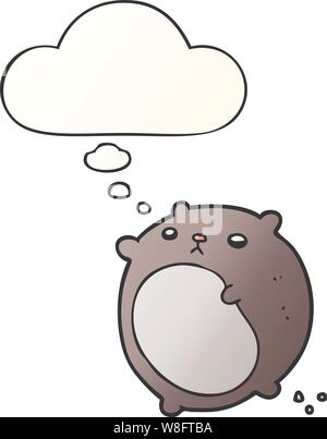 cartoon bear with thought bubble in smooth gradient style Stock Vector
