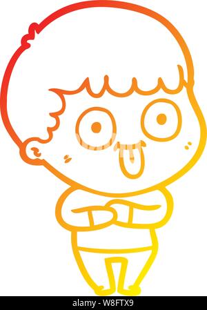 warm gradient line drawing of a cartoon dumb kid Stock Vector