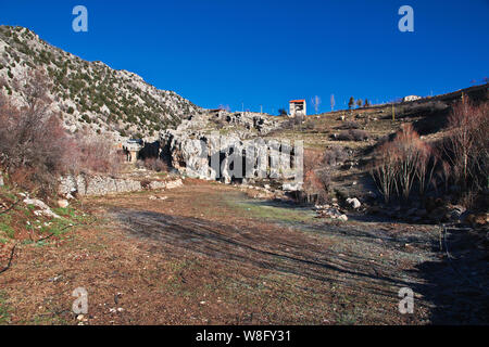 Baatara gorge waterfall in Lebanon Stock Photo