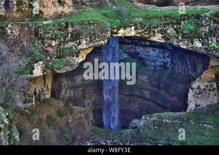 Baatara gorge waterfall in Lebanon Stock Photo