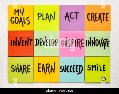 my goals inspirational concept - handwriting on a set of colorful sticky notes Stock Photo