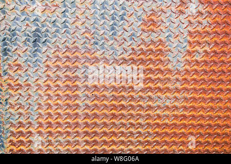 Texture of rusty metal mesh.Closeup Rusty metal plate texture for background. Stock Photo