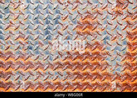 Texture of rusty metal mesh.Closeup Rusty metal plate texture for background. Stock Photo