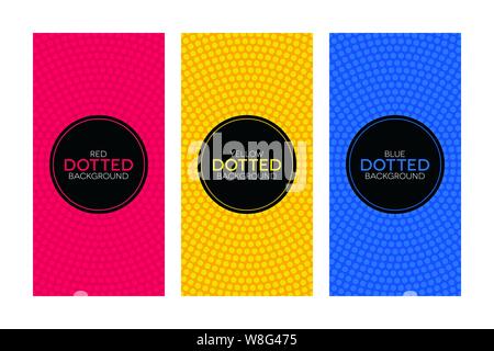 Colorful banners with circular dotted textures. Abstract banner set. Stock Vector