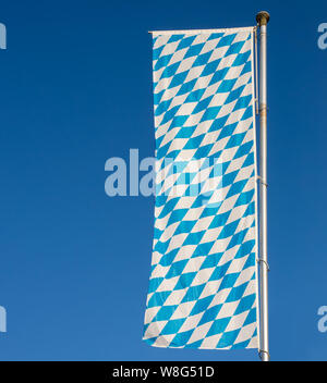 Bavarian flag and deep blue sky Stock Photo