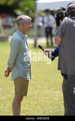 Matthew Parris - British political writer and broadcaster, former Conservative MP - being interviewed on College Green, Westminster, July 2019 Stock Photo