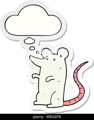 cartoon rat with thought bubble as a printed sticker Stock Vector