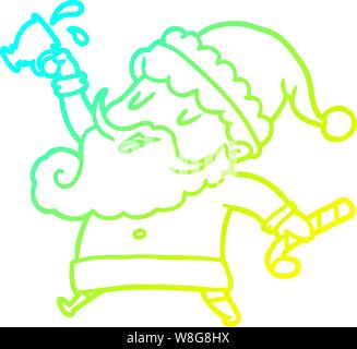 cold gradient line drawing of a santa claus with hot cocoa Stock Vector