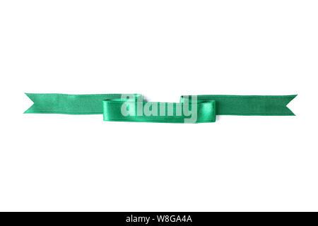 Green ribbon isolated on white background. Gift concept Stock Photo
