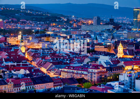 Old town of Bratislava at night, Slovakia Stock Photo