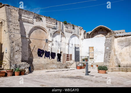 Little square in old town of Laterza. Puglia region, Italy Stock Photo