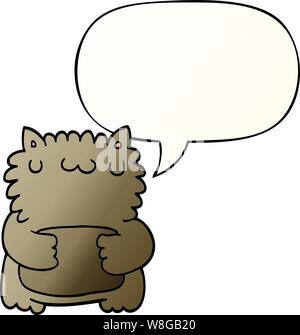 cartoon bear with speech bubble in smooth gradient style Stock Vector