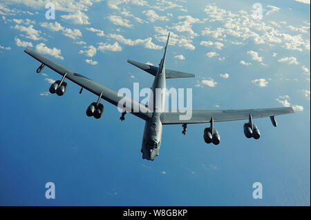 (July 10, 2010) A U.S. Air Force B-52 Stratofortress from the 20th Expeditionary Bomb Squadron, Barksdale AFB, La., flies a mission in support of Rim Stock Photo