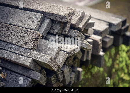 Stack  of natural stone bricks  in Bali, Indonesia Stock Photo