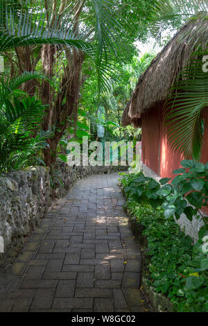 Walkway by Mexican hut Stock Photo