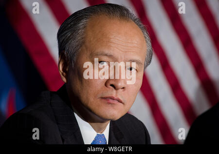 China's Vice Foreign Minister Cui Tiankai, listens to a question from international news media journalists at the 23rd Session of the U.S. China Joint Stock Photo