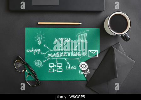 Blank paper notebook with pencil and cup of coffee on wooden table. Stock  Photo #86741320