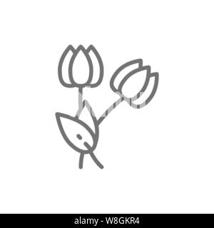 Flowers, tulips line icon. Isolated on white background Stock Vector
