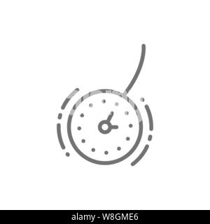 Vector clock for hypnosis, pendulum line icon. Stock Vector