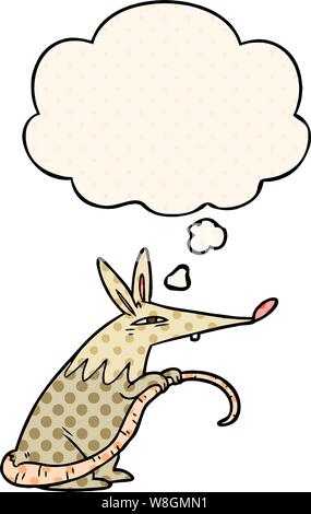 cartoon rat with thought bubble in comic book style Stock Vector