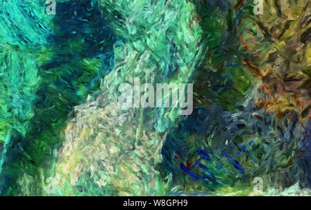 Large watercolor paint strokes on canvas. Simple modern art drawing. Multicolored background in oil painting style. Energy of bright colors. Hand made Stock Photo