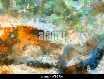 Large watercolor paint strokes on canvas. Simple modern art drawing. Multicolored background in oil painting style. Energy of bright colors. Hand made Stock Photo