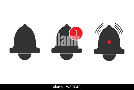 Icon of a bell. Incoming message notifications. Flat design. Stock Vector