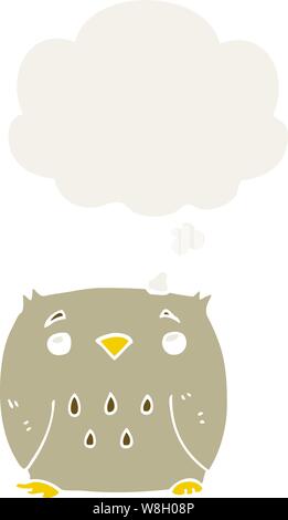 cartoon owl with thought bubble in retro style Stock Vector