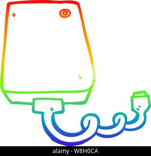 rainbow gradient line drawing of a cartoon hard drive Stock Vector