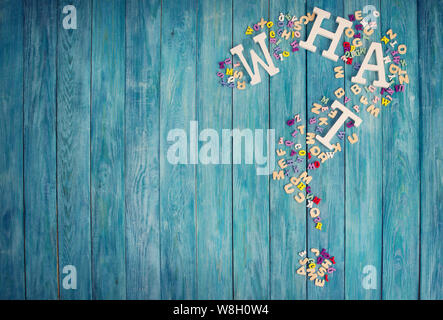 question on blue painted planks Stock Photo