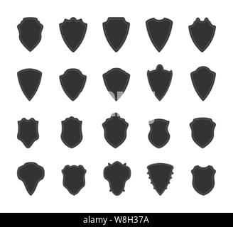 Shield icon set. The basis for heraldic emblems, clubs and signs. Flat design. Stock Vector